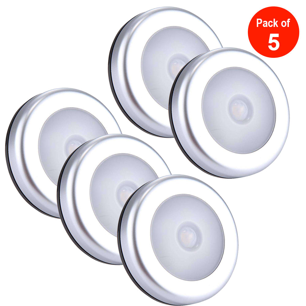 Luz de noche LED blanca con control de luz y sensor de movimiento AMZER, 6 LED mini