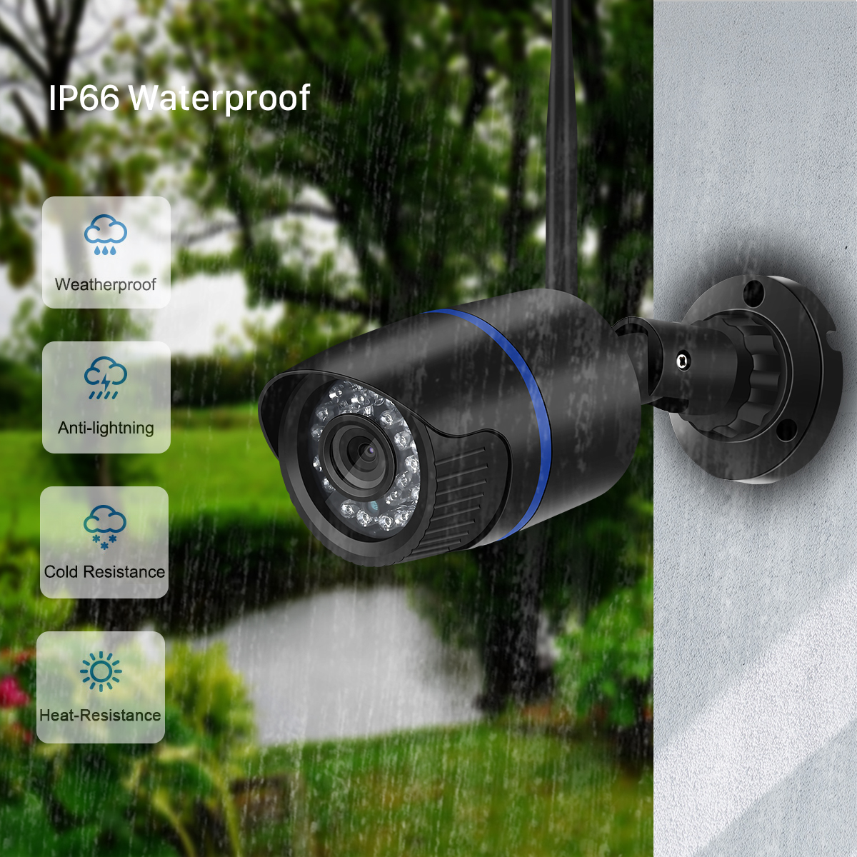 Cámara de seguridad inalámbrica HD 1080P para interiores y exteriores, resistente al agua