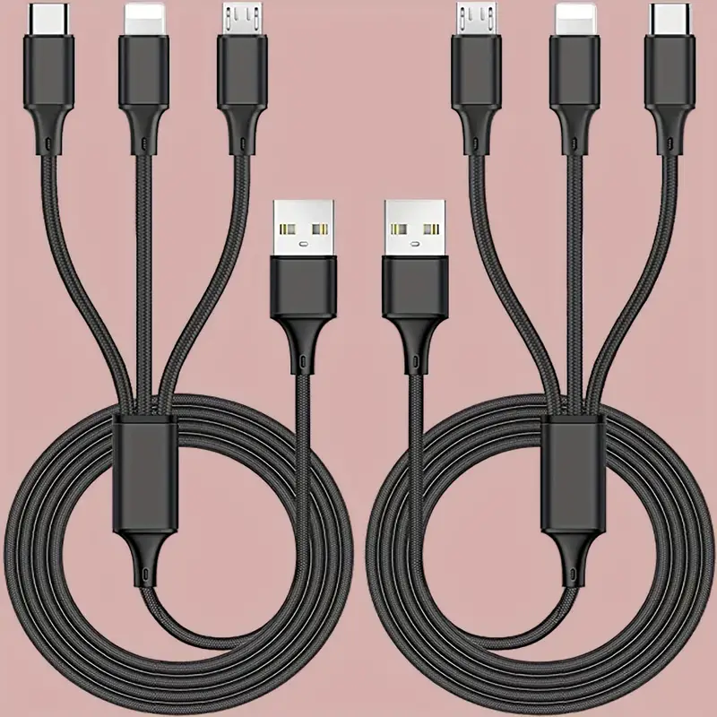 Cable de carga múltiple de 3 pies Cargador múltiple universal 3 en 1 Múltiples USB 