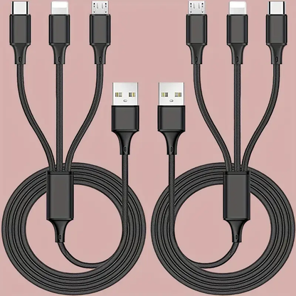 Cable de carga múltiple de 3 pies Cargador múltiple universal 3 en 1 Múltiples USB 