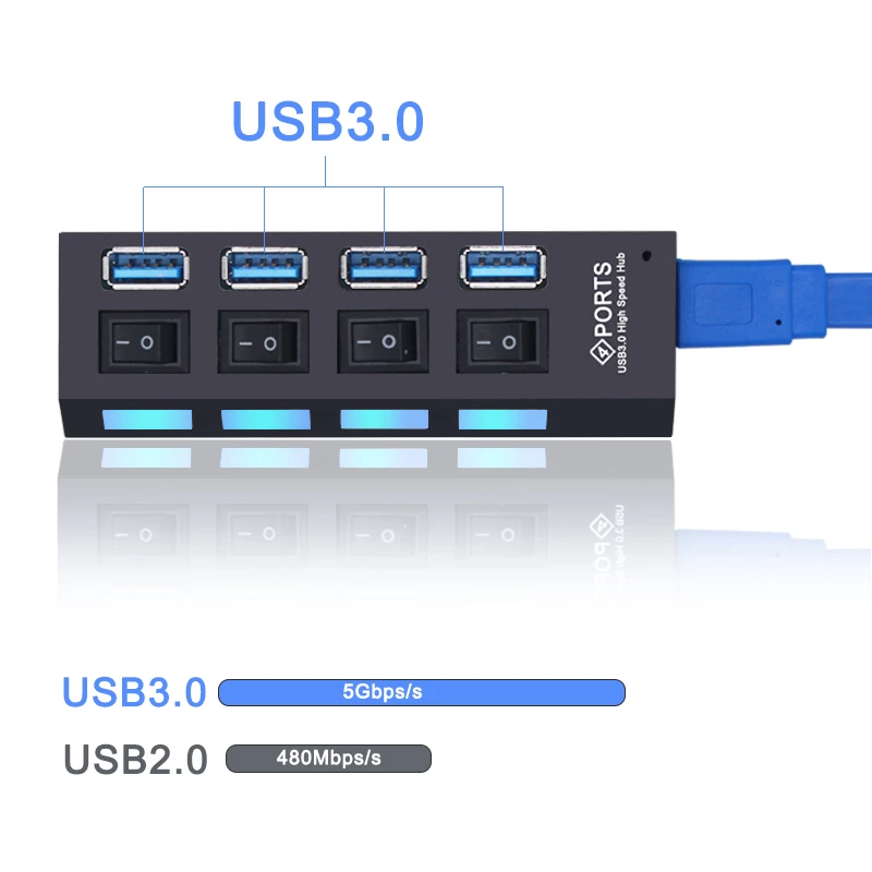 Concentrador USB 3.0 Concentrador USB 3.0 Divisor USB múltiple Expansor múltiple de 4/7 puertos