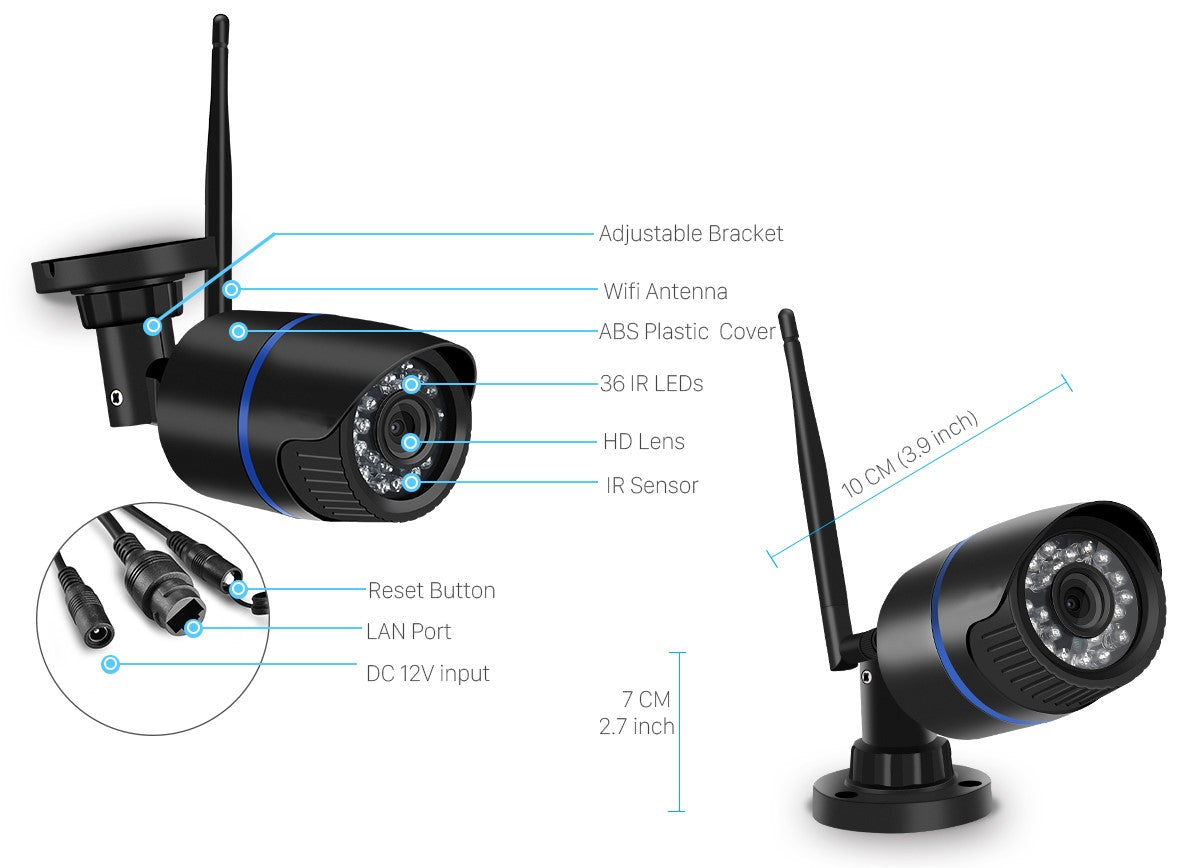 Cámara de seguridad inalámbrica HD 1080P para interiores y exteriores, resistente al agua